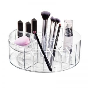 iDesign Cosmetic Carousel Makeup Storage | Clear/Matte White