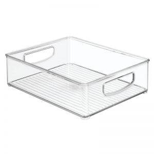 iDesign Linus 25.4x20.37cm Storage Bin Kitchen Pantry/Fridge Organiser Clear