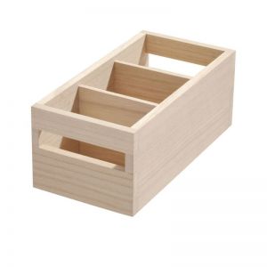 iDesign Wood Storage Crate with Handles | 25.4 x 12.7cm | Natural
