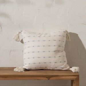 Indah Cotton Embroidered Cushion with Tassels