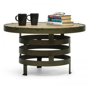 Industrial Spiral Round Coffee Table | Wood Top | by Lirash