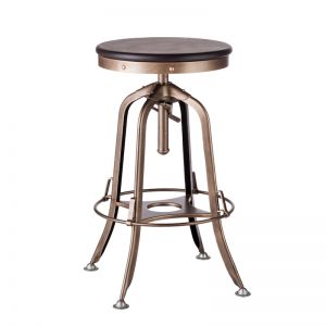 Industrial Swivel Bar Stool with Wood Top | French Brass | by Lirash
