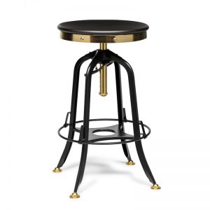 Industrial Swivel Bar Stool with Wood Top | Gold Black | by Lirash