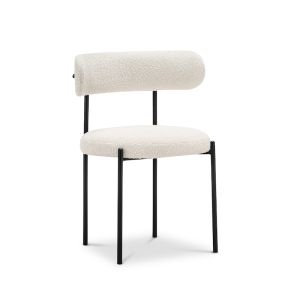 Ines Boucle Dining Chair | Cream & Black | Set of 2 | by L3 Home