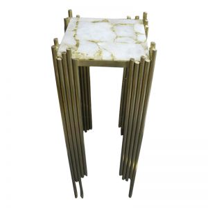 Infinity White Quartz & Gold Leaf Brushed Table
