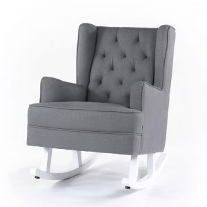 Isla Wingback Rocking Chair | Wolf Grey with White Legs