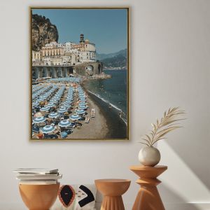 Italian Beachgoers | Framed Canvas Art Print