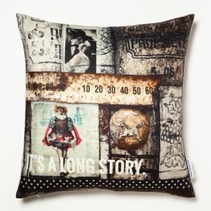Its A Long Story | Printed Linen Cushion Cover by Barbara ODonovan