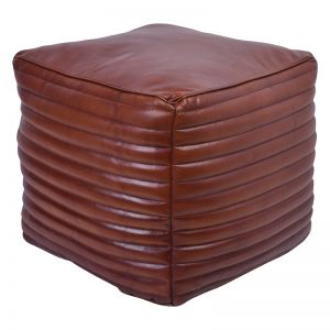Jaipur Rolled Leather Square Ottoman