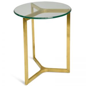 Janet Round Glass Side Table | Gold Base | Interior Secrets