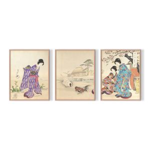 Japanese Book Art Set #2 | Framed Art Print | Artefocus