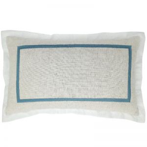 JERUK Duck Egg Blue Flange Linen Cushion Cover | 30 cm by 50 cm