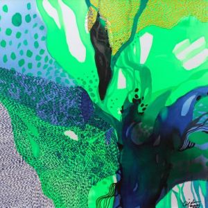 John Martono "You and Green" | Original Silk Painting| Tusk Gallery