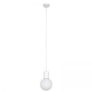 Juno 1 Light Pendant in White Wood with Frost Glass Shade | Beacon Lighting