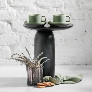 Karaca Stoneware Coffee Cup & Saucer Set | Green | 4 Piece