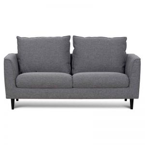 Kavan 2 Seater Fabric Sofa - Graphite Grey with Black Leg