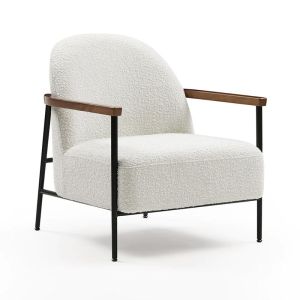 Kazan Lounge Chair | Cream, Walnut & Black