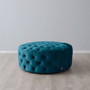 Kelly Ottoman | Velvet | Peacock Blue