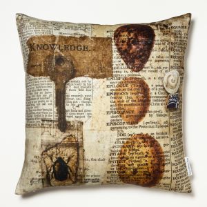 Key To Knowledge | Printed Linen Cushion Cover by Barbara ODonovan