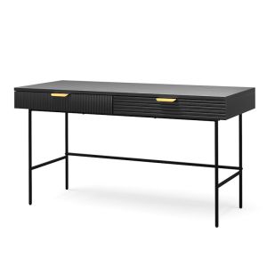 Kina Ripple Slatted Desk | 140cm | Black Oak | by L3 Home | PRE-ORDER
