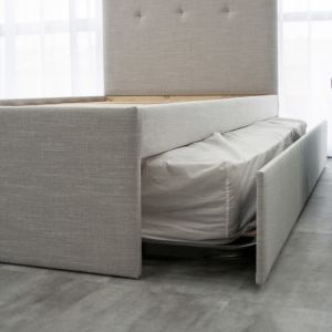 King Single Trundle Upholstered Bed | Custom Made by BedsAhead