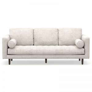 Kirra 3 Seater Tufted Fabric Sofa | Feather Filled | Bone Linen