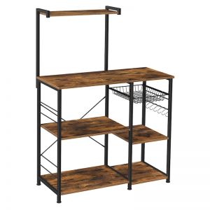 Kitchen Baker’s Rack with Shelves & Microwave Stand | Rustic Brown