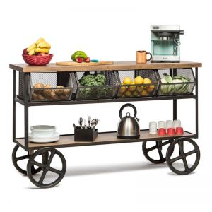 Kitchen Island Cart on Wheels  |  Wooden Top | by Lirash
