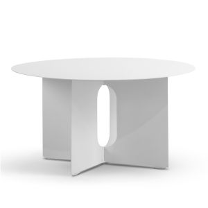 Kiyo Round Steel Coffee Table | Matte White | by L3 Home