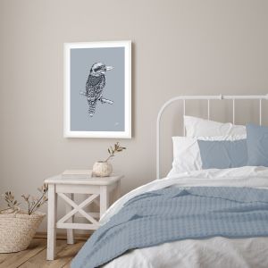 Kookaburra in Wedgewood Blue | Framed Art Print