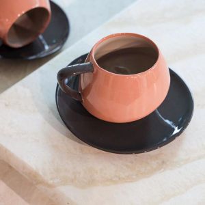 Kütahya Aura Tea Set for Two | Black & Red | 4 pce