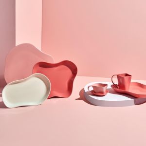 Kütahya Skallop x Karim Rashid Tea Cup and Saucer | 4 piece set | Light Pink