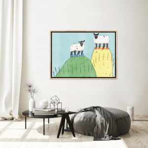 Lambs on Hill | Limited Edition Art Print | Framed or Unframed