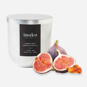 Large Concrete Candle Vessel and Soy Candle Refill | Amber & Burnt Fig