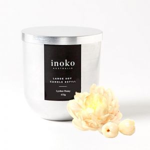 Large Concrete Candle Vessel and Soy Candle Refill | Lychee Peony