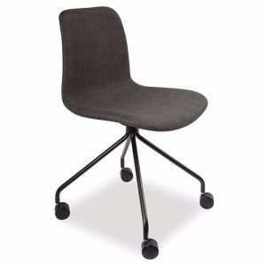 Lars Chair | Charcoal Fabric | Black Legs With Castors