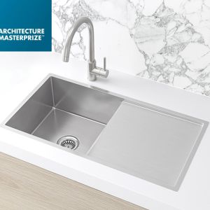 Lavello Kitchen Sink | Single Bowl & Drainboard | 840 x 440 | PVD Brushed Nickel