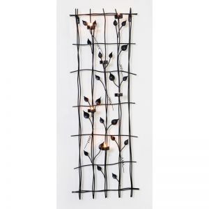 Leaf Wall Art Decor with Tealight Candle Holders | Black | by Lirash