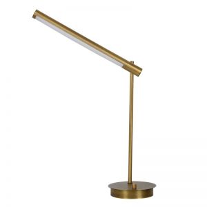 LEDlux Lennox LED Dimmable Table Lamp in Antique Brass with USB Port | Beacon Lighting