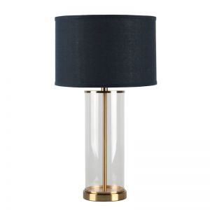 Left Bank Table Lamp | Brass w Navy Shade