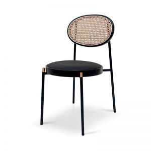 Lesley Natural Rattan Dining Chair | Black
