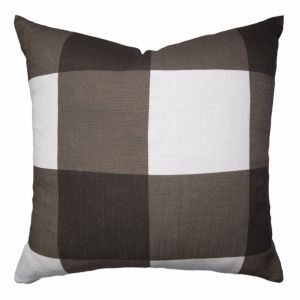 Lester Gingham Linen Cushion | Chocolate Brown