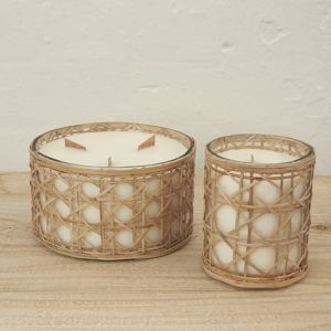 Lida Rattan Wrapped Candle l Nature