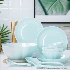 Light Blue Japanese Style Ceramic Dinnerware Set | 12 piece