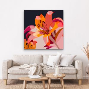 Lily | Pink and Orange Floral Canvas Print By Edie Fogarty