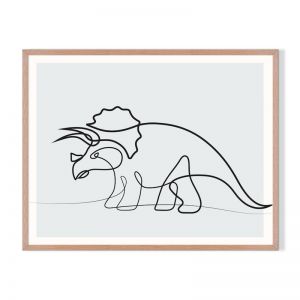 Line Triceratops | Framed Print by Little Laneway