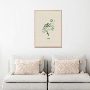 Linen Bird - Facing Right | Green | Art Print