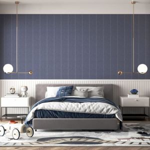 Linen Pinstripe - Dusty Blue | Wallpaper