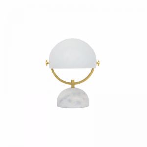 Lowe Table Lamp in White Marble/White/Brass | Beacon Lighting