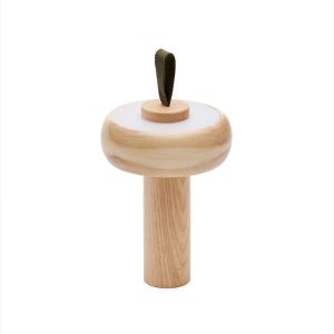 Luba Solid Ash Portable Table Lamp | Green Cotton Handle